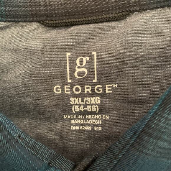 George Flannel Shirt Mens 3XL (54-56) Wicking UPF 30 Stretch Recycled Poly NEW - Picture 2 of 7